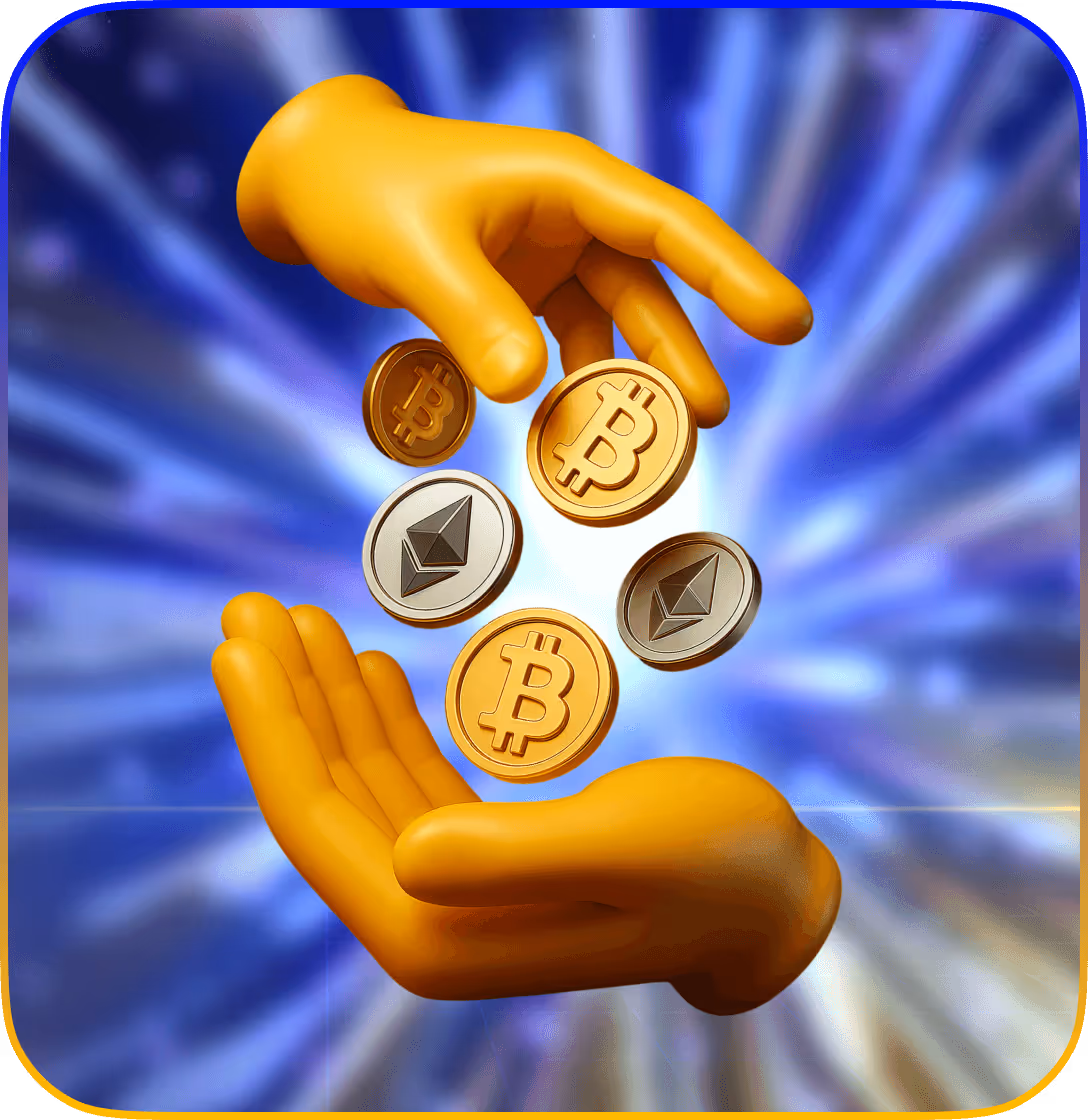 Hand with crypto coins